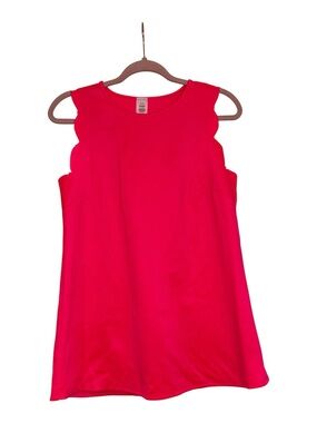 Neon Pink Scalloped Shoulder A-Line Dressy Top- BOUTIQUE Brand- Size SMALL- NWOT
